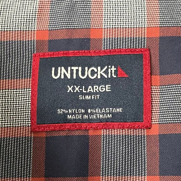 Untuckit Shirt Mens XXL Blue Red Watkins Check Plaid Slim Fit Preppy Academia - Picture 9 of 11